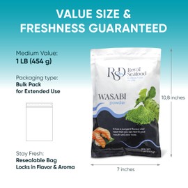 RSF – Premium Wasabi Powder 1 LB – Real Japanese Horseradish Root Powder for Sushi, Sashimi & Sauces – Gluten Free, Hot & Spicy Sushi Seasoning – Pure Wasabi Paste for Dipping