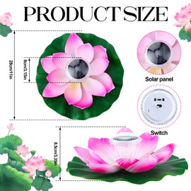 VIHOSE 4 Pcs 11 Inch Diwali Solar Pond Pool Light Floating Lotus Flower Lamp Lily Pad Flower Pool Light Solar Floating for Pond Garden Decoration