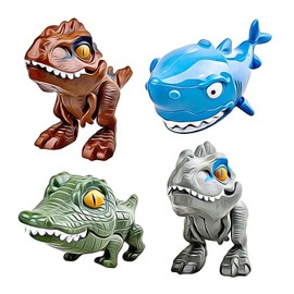 DR DINGUS Jurassic Dinosaur Chomp Champs - 4 Pack - Educational Gift Packaging - Mini Toy Squad Dino Figures - Jaws Snap and Tails Way - Fun for Children and Families