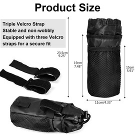 Garegce 1PCS Bike Cup Holder with Mesh Pockets Phone Bag, Insulated Water Bottle Holder, Waterproof Drink Bag with Drawstring for Handlebar Mountain Bike, Road Bicycle Wheelchair, Scooter