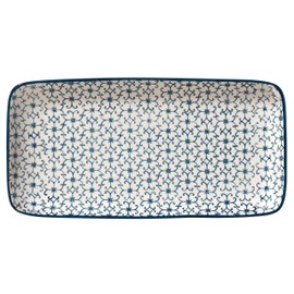Bloomingville Kristina Retro Serving Plate Square Vintage Rectangular L 31 x H 3 x W 15.5 cm Blue Ceramic