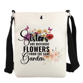 JYTAPP Sisters Bag Sister Gift For Sister Sisters are Different Flowers from Same Garden Crossbody Bag Friendship Gift (BEIGE)