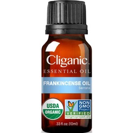 Cliganic USDA Organic Frankincense Essential Oil - Boswellia Serrata, 100% Pure Natural Undiluted, for Aromatherapy | Non-GMO Verified