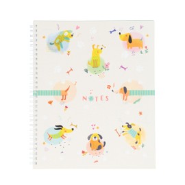 Hilroy Furry Friends Notebook, Dogs, 8.97" x 10.5", 160 Ruled, Perforated Pages/80 Sheetss, 56 GSM 90 Brightness White Paper, White Coil, Rigid Cover, 1 Notebook (591016)