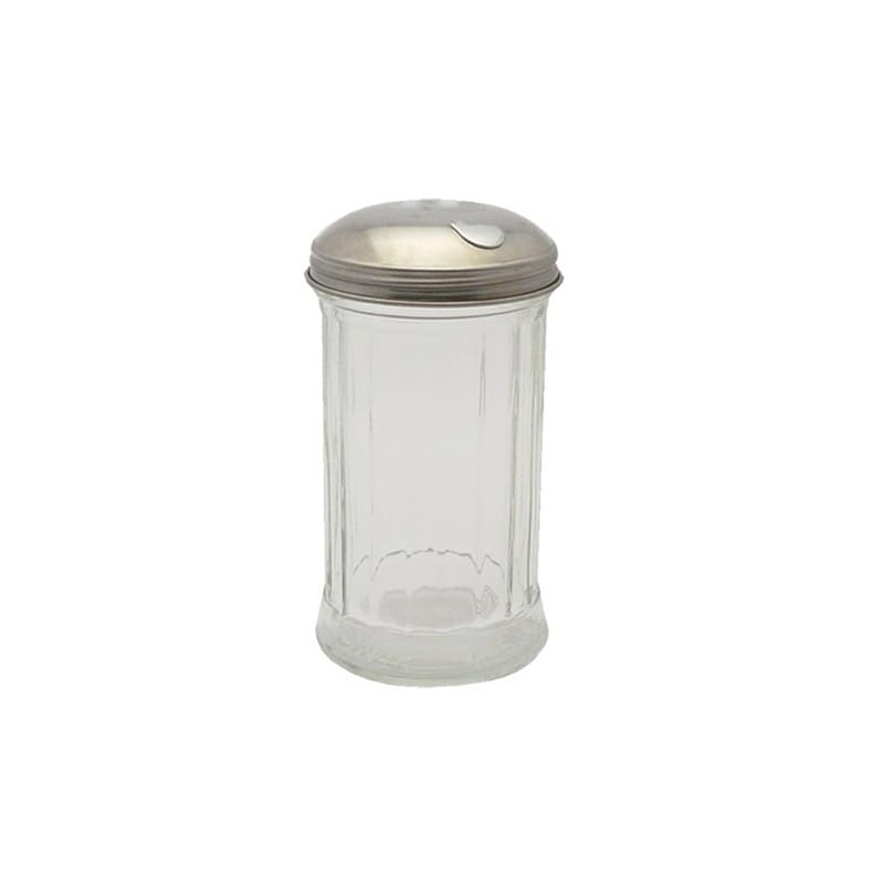 Winco Sugar Pourers with Flap Tops, 12-Ounce, Clear, Stainless Steel