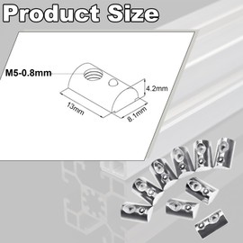 M5 T Nut Roll-in Spring Loaded 100pcs M5x0.8mm Half Round Roll T-Nuts Carbon Steel Nickel Plated for 20x20 20 Series Aluminum Extrusions 3D Printer Replacement Tiny Nuts