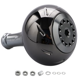 HEIGHTEN 718 45mm Power Reel Handle Knob 4 Colors Shimano B Type Daiwa Large Size Universal Aurora Series (Black & Gunmetal)