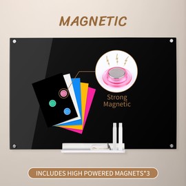 Acrylic Black Magnetic Dry Erase Board for Wall, White Board12”x16”,Frameless Magnetic Dry Erase Board for Office,Classroom and Home/for Kids,Students,Adults.3040B