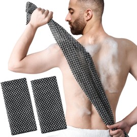 EUPSIIU 2 Stück Luffa Schwamm Peeling Körper Wäsche Peeling Scrubber Schwamm, Luffa Schwamm Rückenschrubber für Bad und Dusche, für Damen und Herren, Arbeitssparend und Gründliche Reinigung (Schwarz)