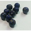2 MURANO Glass Dark Blue encrusted metallic specks 10 mm