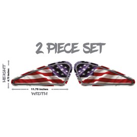 Motorcycle Gas Tank Decals/Sets - for Harley Davidson Sportster 883 1200 Honda Shadow Suzuki Kawasaki Indian Yamaha (American Flag - 2pc Side Tank Decals)
