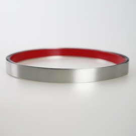 Hungbak Peel and Stick Metal Trim, Flexible Stainless Steel Molding for Wall, Fireplace, Mirror Frame, Craft and Home Decoration (Shiny Silver, 12m x 2.5cm)