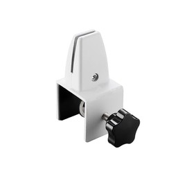 Jhanw Sneeze Guard Support Clamp for 1/8" To 1" Thick Panel, Aluminum Adjustable Vertical Clamp, 1-Pack Desk Divider Support Clamp, White Desk Shield Clamp for Privacy Panel, Plexiglass Sheets