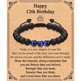 ACOGVN 12 Year Old Boy Birthday Gifts, 12th Birthday Bracelet Decorations for 12 yr Old Boys Son Grandson Nephew Brother Friends with 12th Birthday Card