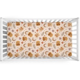 Fall Dogs Baby Crib Sheet 52''x28'' Golden Retriever Boho Rainbow Leaves Stretchy Fitted Crib Mattress Cover for Boy Girl Dogs Lovers Gift Soft Baby Bed Sheet for Standard Crib Toddler Mattress