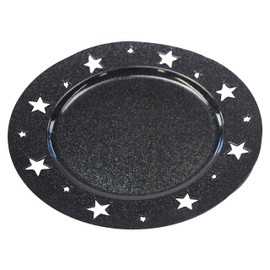 Decorative Plate Diameter 33 cm with Stars Black