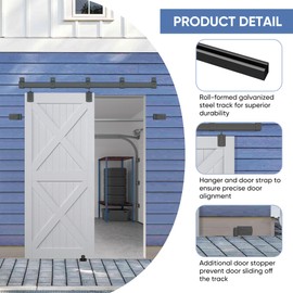 Exterior Barn Door Hardware Kit, BARNSMITH 5FT Sliding Barn Door Hardware Heavy Duty Barn Door Track Kit for Indoor and Exterior Door, Wall Mount Kit, Black (NO Door, Hardware Only)