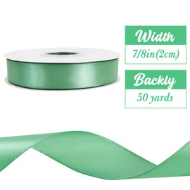 TONIFUL 7/8 Inch x 50yd Sage Green Satin Ribbon Thin Solid Fabric Ribbon for Gift Wrapping, Floral Bouquets, Bows and Craft Making, Christmas Valentines Birthday Wedding and Party Decoration