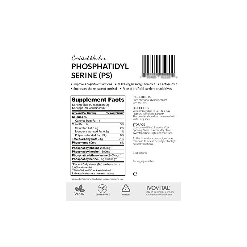 Phosphatidylserine (PS) - cortisol Blocker, IVOVITAL® (100 g)