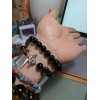 RAYON Black Tourmaline Schrol bead bracelet MEN Stretch 10mm 2A+