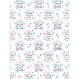 Brainbox Candy - 2 Sheets of Funny 'Time For Drinkypoos & Boogie Shoes' Birthday Wrapping Paper - Wrap For Her Girl Friends Besties - Folded, Quality Wrap