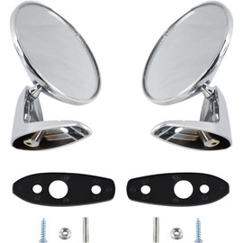 Prefer Warehouse Pair(2) Chrome Polished Outside Exterior Rearview Door Mirrors Compatible With Dodge & Plymouth Models 1966-1975 Replace 2802834, 2802710, 3685955, silver