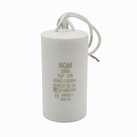 20UF MFD CBB60 Motor Run Capacitor 450VAC Volts Round Cylinder 2 Wires, Metallized Polypropylene Film Capacitor for Motor Run, Air Conditioners, Washing Machines and Water Pumps