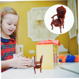 Vaguelly Dollhouse Chair Miniature Dinning Chair Dollhouse Living Room Furniture Mini Sofa Chair Model Miniature Armchair 1:12 Scale Retro Chair Mini Doll House Decor Dollhouse Couch Pvc