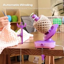 Caydo Yarn Winder with Adapter, Electric Yarn Ball Winder Pro, 10oz Large Automatic Yarn Winder for Crocheting, Dual-Spring Strong Tension Stepless Speed, Yarn Spinner Helper for Knitting Enthusiast(Purple)