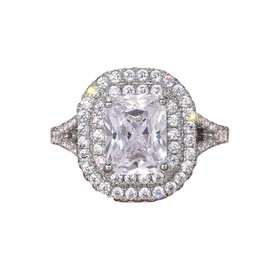 925 Sterling silver Square diamond ring Wedding ring Engagement ring CZ Ring for Women Thin Band for Stacking Simulated Diamond Eternity Cubic zirconia ring Arts, Crafts & Sewing Beading & Jewelry