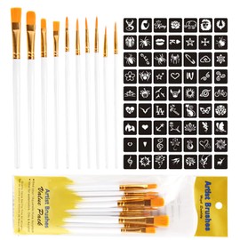 Paint Brushes, 10 Pcs Face Paint Brushes for Children Watercolor, Acrylic and Oil Painting Suitable for Decorations, Models, Figurines, Nail Art (White)
