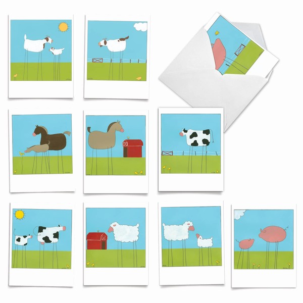 M6656TYG Stick Legs: 10 Assorted Thank You Note Cards Featuring
