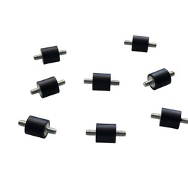 Rubberfeetwarehouse 8 Rubber Vibration Isolator Mounts (3/4"" Dia x 3/4"" Ht) 1/4-20 x 3/8"" Length Studs, Black, VBM3434142038MM
