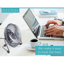O2COOL 4 Inch USB Powered Table & Desk Personal Fan - Grey