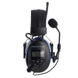 Bluetooth Radio Headphone with Gel Ear Pads,Ear Hearing Protection Earmuffs with Boom Microphones,Power by Rechargeable Battery,Digital AM/FM Radio Headphones for Mowing Lawn Work Outdoor (Blue)