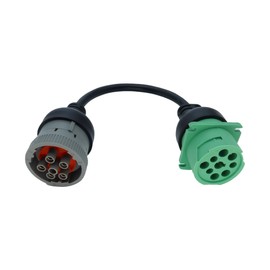 6pin J1708 to Type2 Green 9pin J1939 Adapter Cable for Trucker and car 1ft/30cm