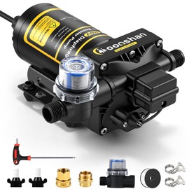 Moonshan 110V Fresh Water Pump Self-Priming Diaphragm Water Pressure Booster Pump with Pressure Switch 5.0GPM 55PSI for RV Garden Hose Household Irrigation