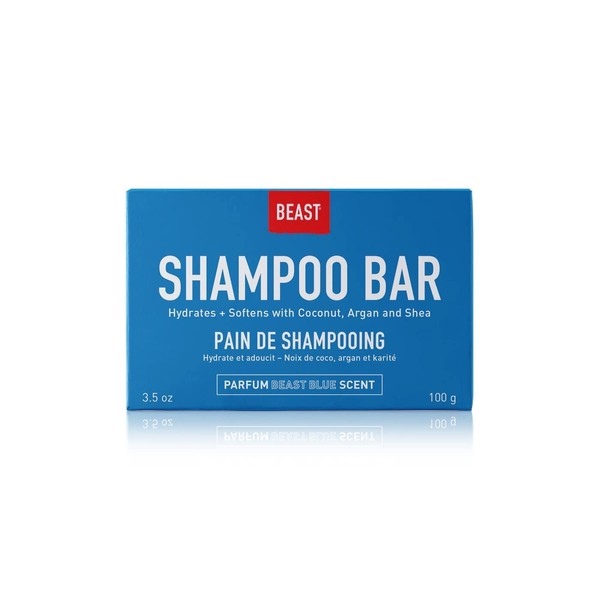 Beast Blue Shampoo Bar - Solid Natural Hydrating Soap-Free Shampoo Bar for All Hair Types - Vegan Cruelty Free Zero Plastic