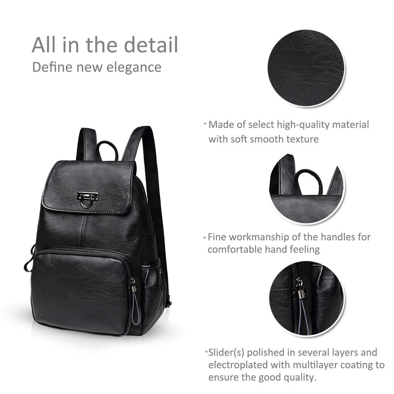 NICOLE & DORIS Woman Faux Leather Backpack Casual Daypack Ladies