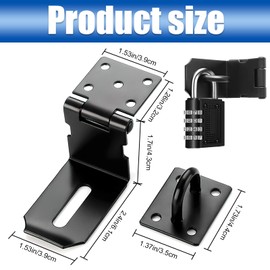 Door Hasp Latch Lock, 4 Inch Black Right Angle Hasp Lock, 90 Degree Hasp Latch for Push, Sliding, Barn Door, Cupboard Door (2 Pcs)