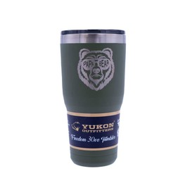 Yukon Outfitters Freedom High Grade 18/8 Corrosion-Resistant Stainless Steel Double Wall Vacuum Insulated Tumbler (30oz / 890ml) - 7.85" H x 3.9" Top Dia. / 2.9" Bottom dia., Papa Bear - Olive Drab