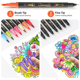 CAISEXILE 48 Color Duo Tip Pens Art Markers Set,96 Nibs Fine and Brush Tip for Adult Coloring Book Journaling Note Taking Lettering Calligraphy Drawing Pens Supplies