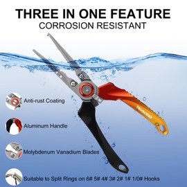 TRUSCEND Lockable Handy Fishing Pliers with Innovative Ergonomic Handle, Saltwater Corrosion Resistant Teflon Coated Fishing Tool, Multi-Function Fishing Gear with Mo-V Cutter, Amazing Fishing Gift