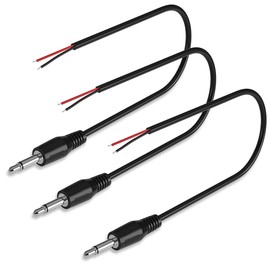SIOCEN 3-Pack Replacement 3.5mm Male Jack to Bare Wire Open End TS 2 Pole Mono 1/8" 3.5mm Jack Plug Connector AUX Audio Cable for Scanner,Speaker PA horns,morse key, cooling fans, power amp Repair 1FT