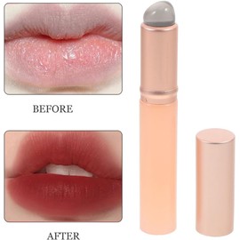 4 Piezas Pincel de Silicona para Labios con Tapa, Brocha de Labios Redonda para Difuminar Labiales y Glitter, Aplicador de Silicona Portátil para Maquillaje de Labios, Kit de Viaje, Rosa