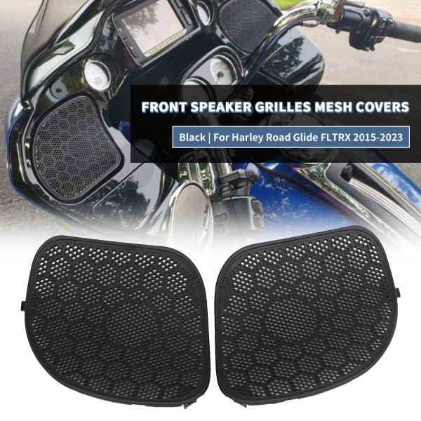 Unbranded Black Front Fairing Speaker Grill Cover Mesh For Harley