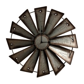 Gianna's Home Rustic Farmhouse Metal Windmill Wall Clock (18.5")