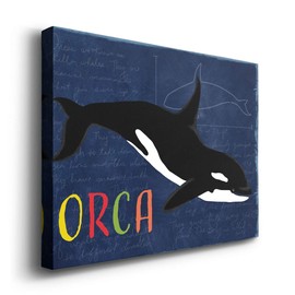 Renditions Gallery Canvas Animal Wall Art Modern Decorations Paintings Colorful Playful Orca Abstract Black & White Vibrant Artwork Canvas Prints for Kids Bedroom Nursery - 8"x12" LT33