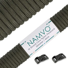 Namvo Paracord 10 Strands Outdoor Nylon Parachute Cord Rope 30m (Olive Green)