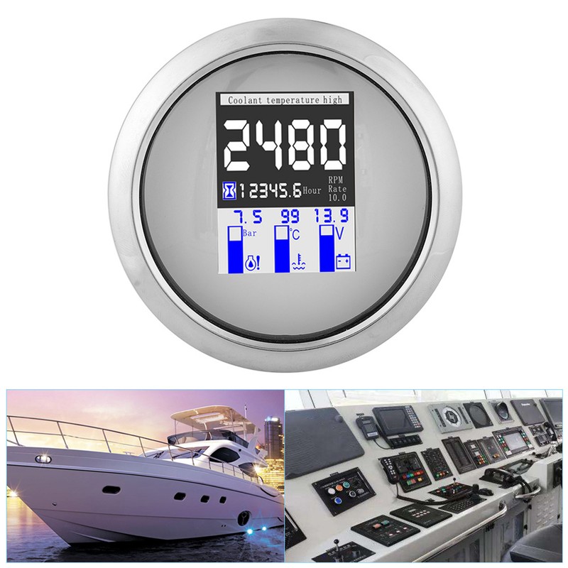85mm Integrated Gauge Multifunction IP67 316 Stainless Steel Boats Yachts